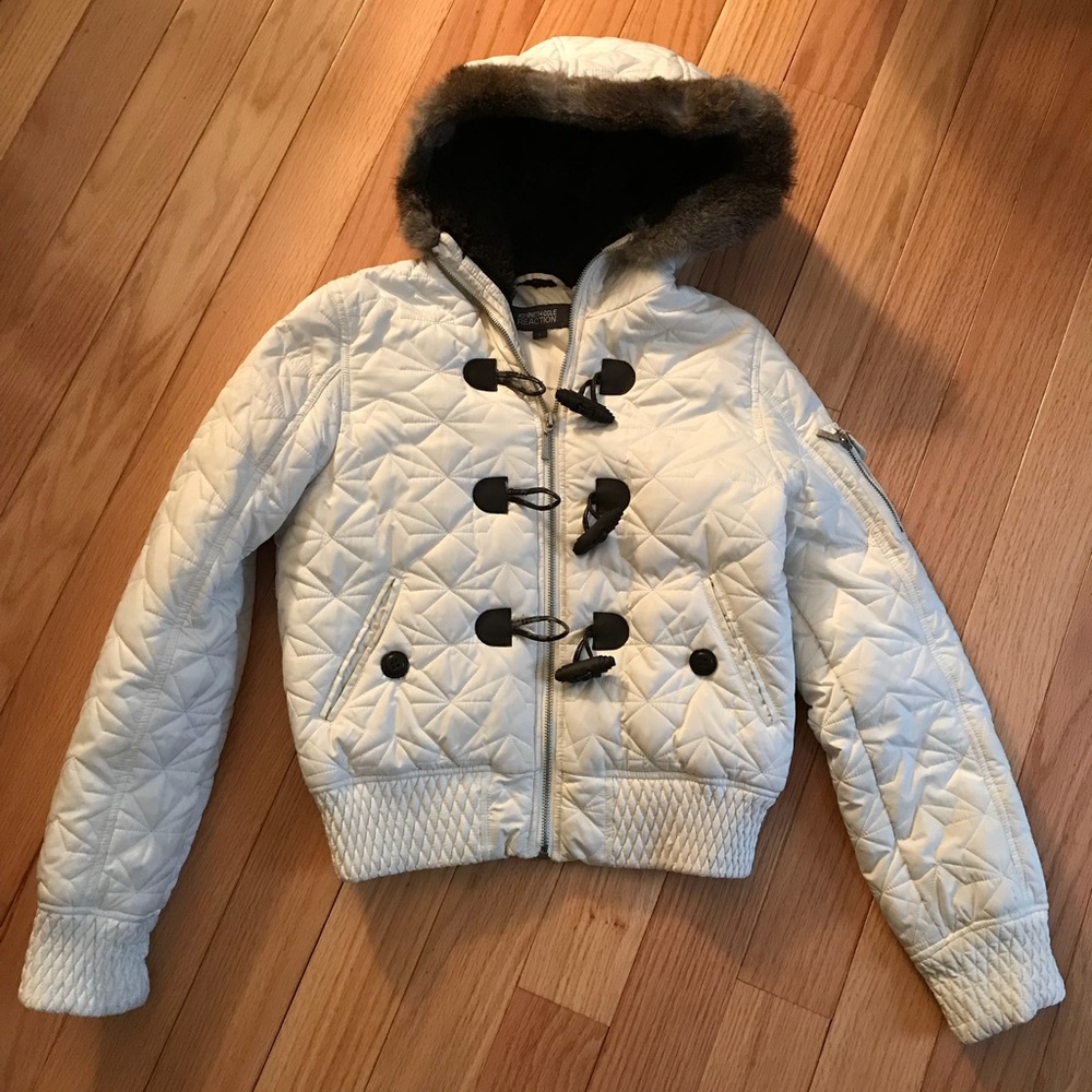 Kenneth Cole Winter Jacket with Rabbit Fur Hoodie